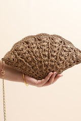 Fairy Shell Hollowed-Out Crossbody Straw Bag