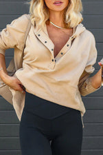 Coffee Perks Cotton Pocketed Henley Hoodie