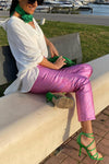 Make It Shimmer Waxed Leather Effect Pocket Pants
