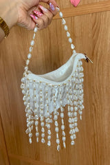 Fashionable Pearl Irregular Beaded Tassel Bag