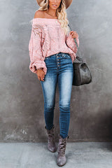 Surprising You Cable Knit Off The Shoulder Sweater