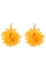 Fashion Holiday Fabric Floral Pearl Earrings