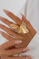 Fashion Irregular Ginkgo Leaf Shape Alloy Ring