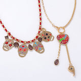 Fashionable Colorful Metal Skull Pendant Necklace