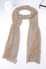 Exaggerated Layered Metal Chain Scarf