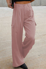 Solid color fashion loose high waist all-match overalls