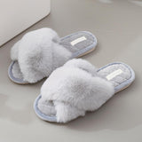 Plush cross-floor cotton slippers