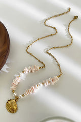 Ocean Style Stainless Steel Shell Starfish Pearl Necklace