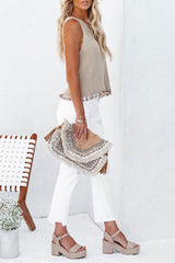 Solid Color Se Hollow Fringed Sweater