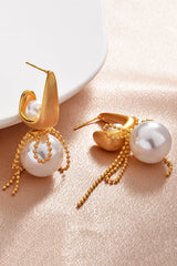Elegant Pearl Bow Tassel Pearl Earrings
