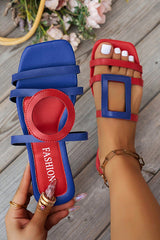 Fashionable and Casual Color-blocked Simple Flat Sandals