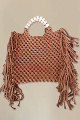 Fashion Woven Open Tassel Tote