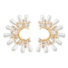 Floral Burst Boho  Pearl Cluster Drop Earrings