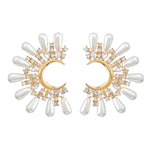 Floral Burst Boho  Pearl Cluster Drop Earrings