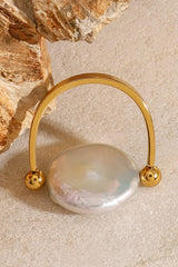 Fashion Button Pearl Polished Elegant Ring