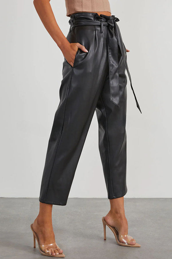 Work It Belt Pocket High Waist Leather Pants