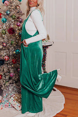 Trendy Style Adorable Velevt Pocketed Wide Leg Jumpsuit