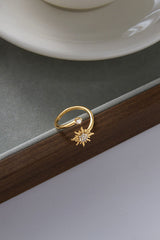 Fashionable Zircon Sun-shaped Stainless Steel Ring
