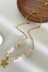 Ocean Style Stainless Steel Shell Starfish Pearl Necklace