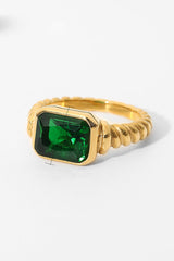 Fashionable Inlaid Zircon Stainless Steel Gold-plated Ring