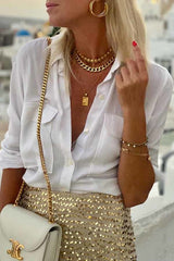 Isley Cotton Linen Blend Pocketed Long Sleeve Relaxed Blouse