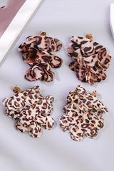 Leopard Print Multi-layered Fabric Floral Earrings