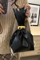 Retro Pleated Simple Bucket Bag