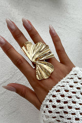Fashion Irregular Ginkgo Leaf Shape Alloy Ring