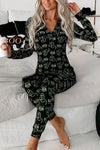 Ghost Country Halloween Print Long Sleeve Lounge Jumpsuit