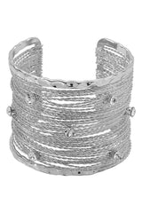 Sweet and Cool Punk Style Wide Metal Brushed Line Open Bracelet