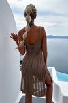 Weekends By The Coast Knit Front Cutout Slit Beach Midi Dress