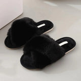 Plush cross-floor cotton slippers