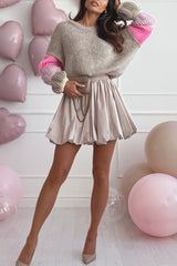 Stylish Loose-fitting Color-blocked Long-sleeved Knit Sweater