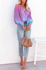 Taffy Gradient Tie Dye Drape Blouse