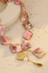 Fashion Pink Beaded Shell Beach Style Necklace
