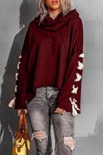 Lace Up Hooded Dolman Sleeve Hoodie