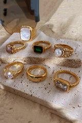 Fashionable Inlaid Zircon Stainless Steel Gold-plated Ring