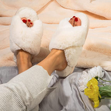 Plush cross-floor cotton slippers