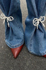 Fashion Bow Pearl Imitation Paper Clip Anklet