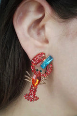 Fashionable Diamond Lobster-shaped Holiday Earrings