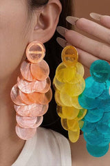 Resort Style Colorful Round Shell Tassel Earrings