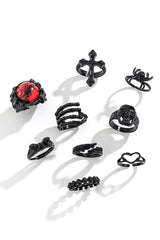 Dark Punk Retro Ring Set