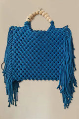 Fashion Woven Open Tassel Tote