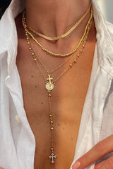 Fashionable Diamond Cross Chain Elegant Multi-layered Necklace