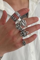 Dark Punk Retro Ring Set