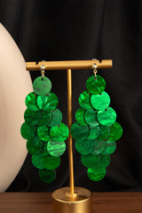 Resort Style Colorful Round Shell Tassel Earrings