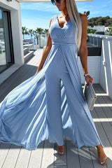 Your Strengths Ruched Slit Contrast Trim Cloak Jumpsuit