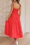 Shore Vacays Smocked Bust Tiered Midi Dress