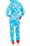 Christmas Print Zipper Pocketed Hooded Loungewear Jumpsuit
