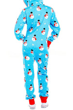 Christmas Print Zipper Pocketed Hooded Loungewear Jumpsuit